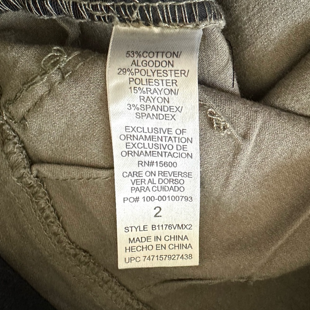 NWT Democracy Karessa Ab Solution Olive Capri Skinny Jean - size 2 - Picture 3 of 8